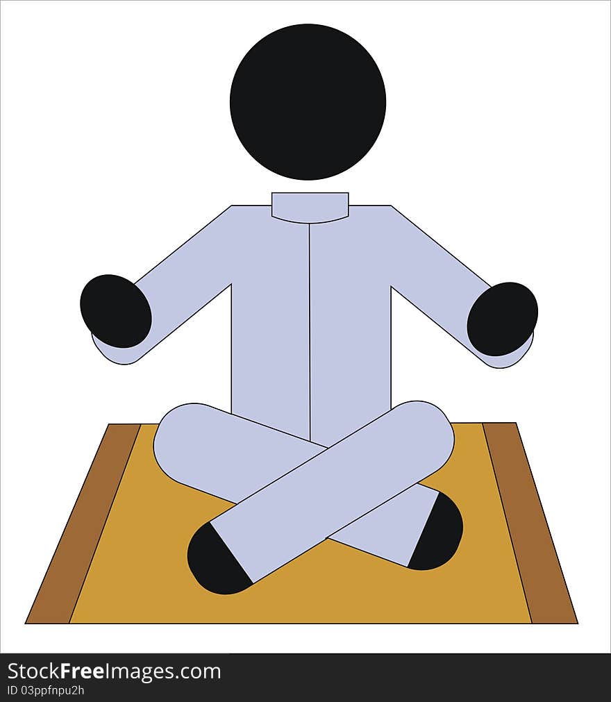 Person meditating sitting on a rug. Person meditating sitting on a rug