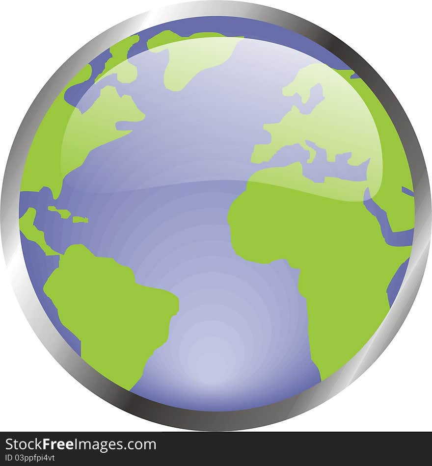 Crystal button representing the earth. Crystal button representing the earth