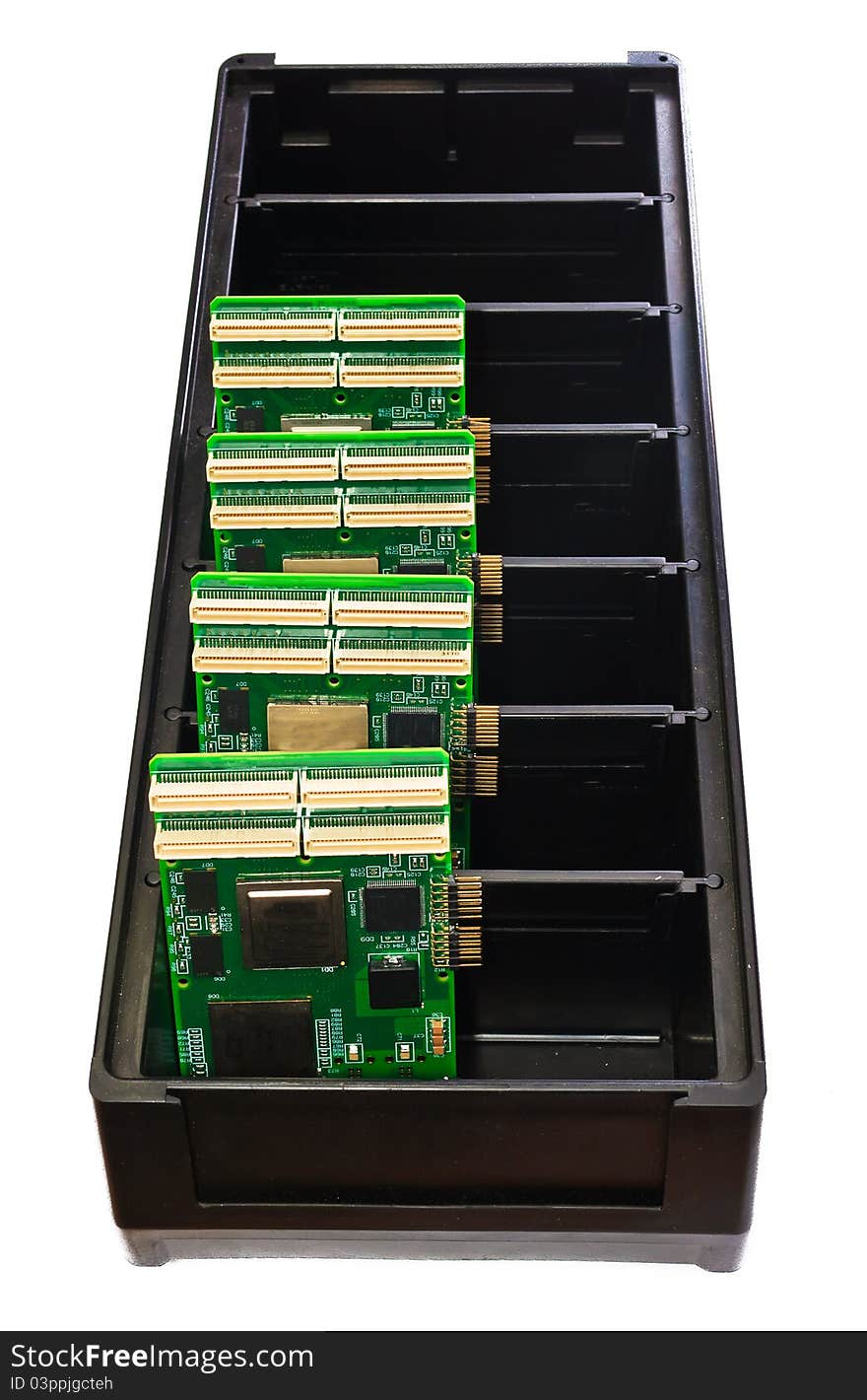 Several Printed Circuit Boards In A Container