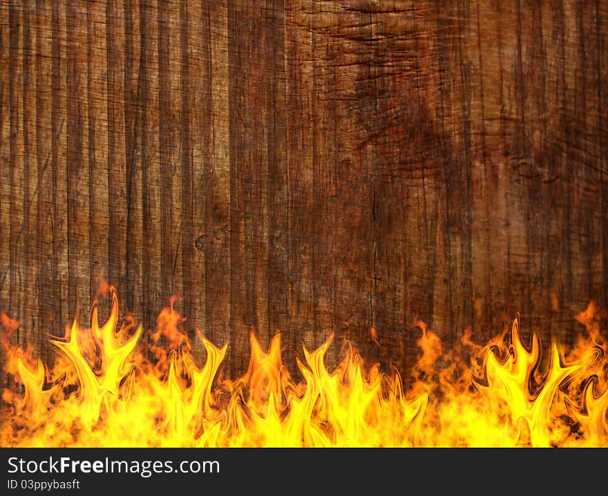 Old Wooden Surface On Fire