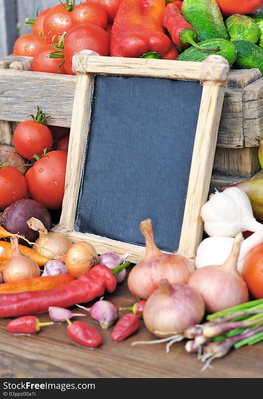 Frame in the middle of vegetables.