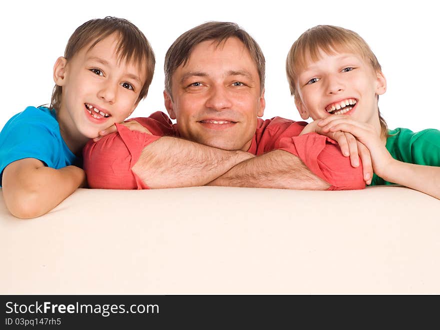 Portrait of a dad with his sons. Portrait of a dad with his sons