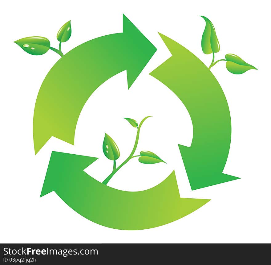 Green Recycle Symbol on white