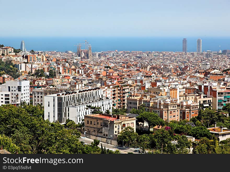 Panoramic view of Barcelona, Spain, Europe