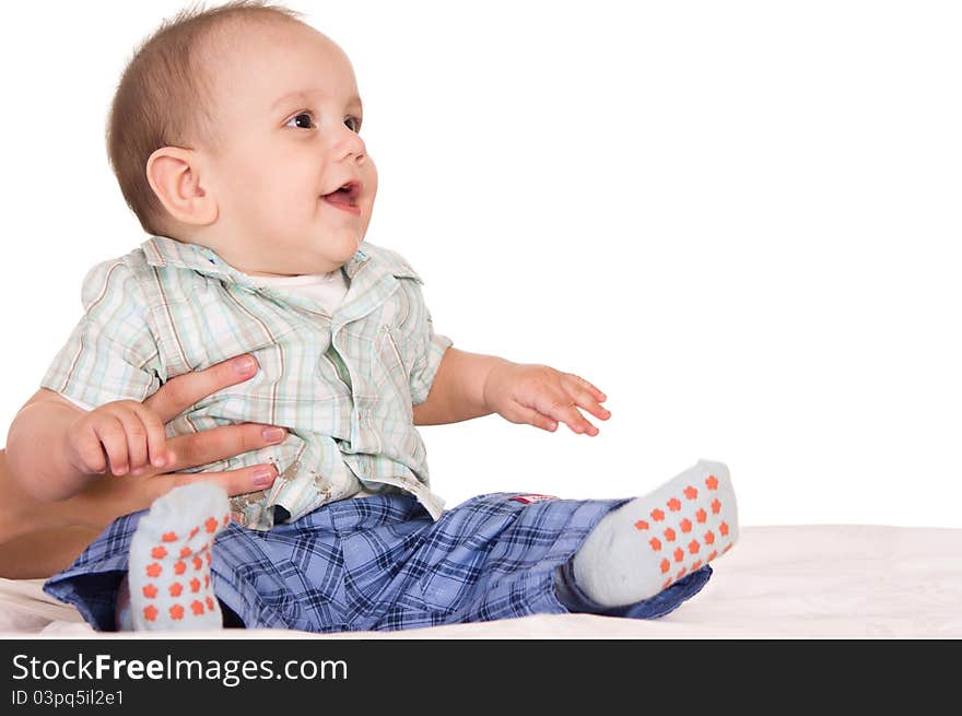 Portrait of a nice baby on a white. Portrait of a nice baby on a white