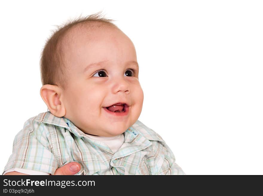 Portrait of a nice baby on a white. Portrait of a nice baby on a white