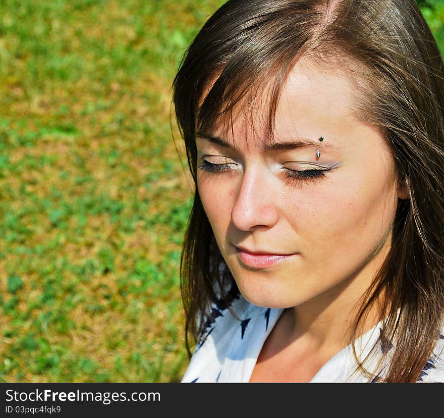 Beautiful romantic girl in the park. Beautiful romantic girl in the park