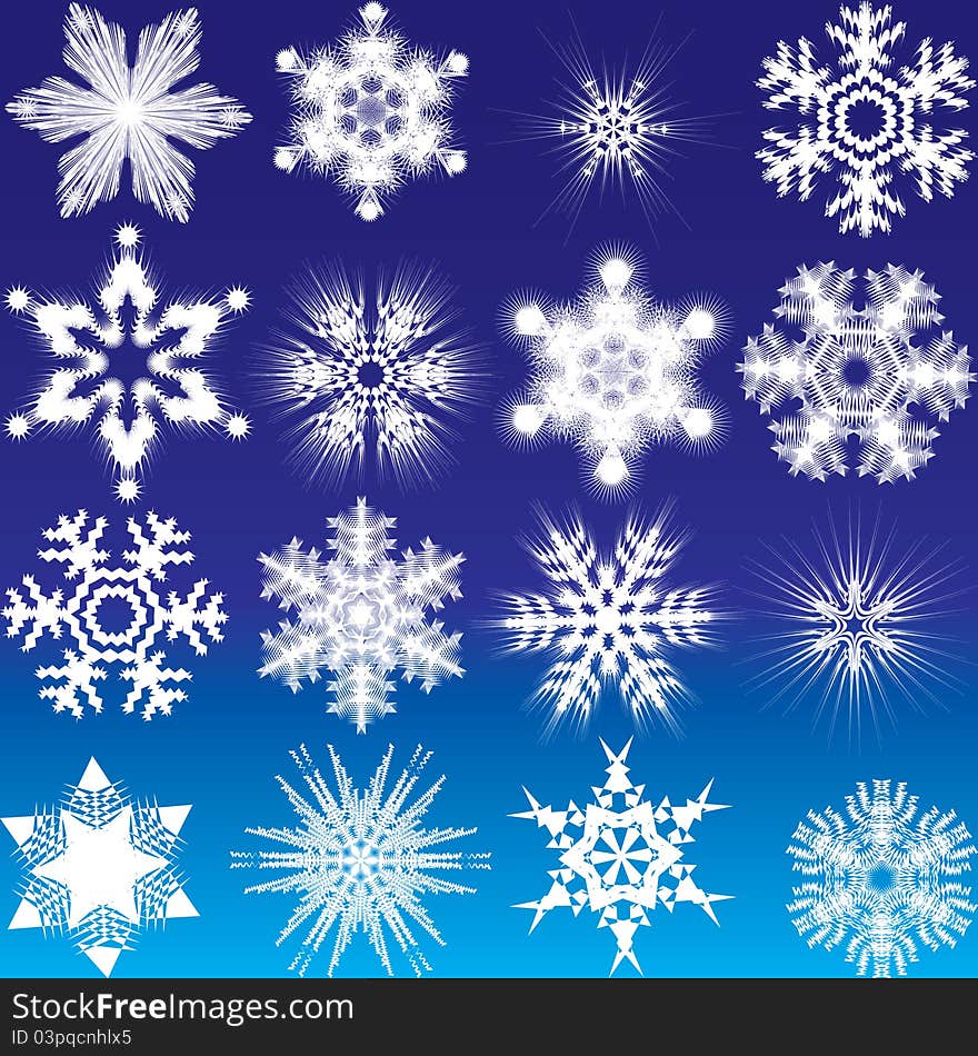 Set of beautiful complex snowflakes