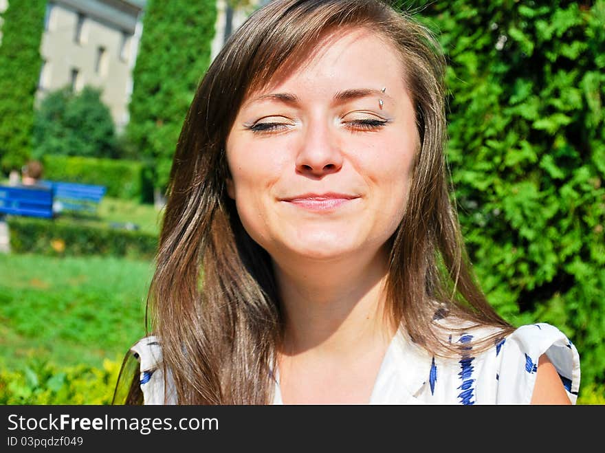 Beautiful romantic girl in the park. Beautiful romantic girl in the park