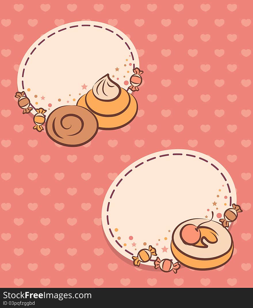 Background with sweet cakes