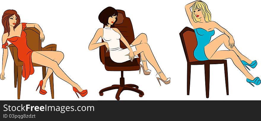 Beautiful woman sits on a chair