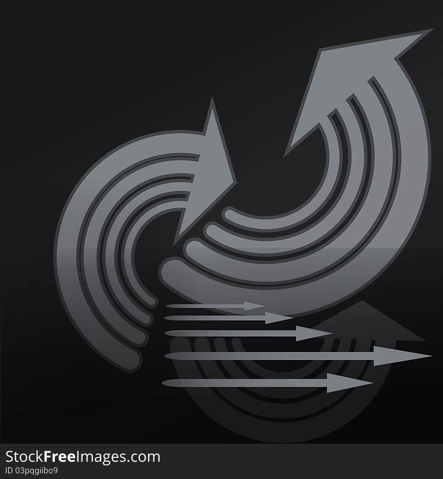 Arrows on a black background. Arrows on a black background