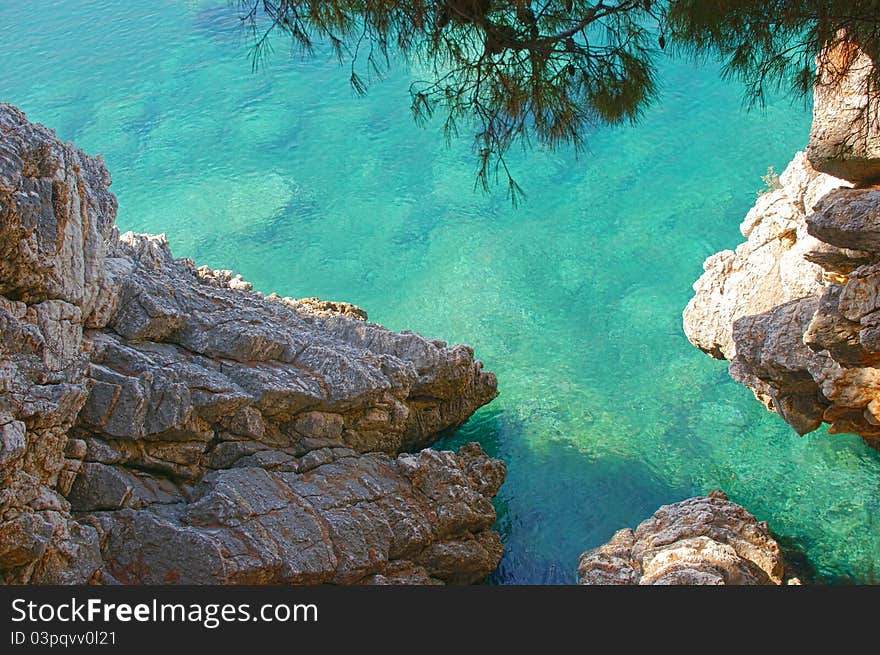 View of the ocean from a cliff. View of the ocean from a cliff