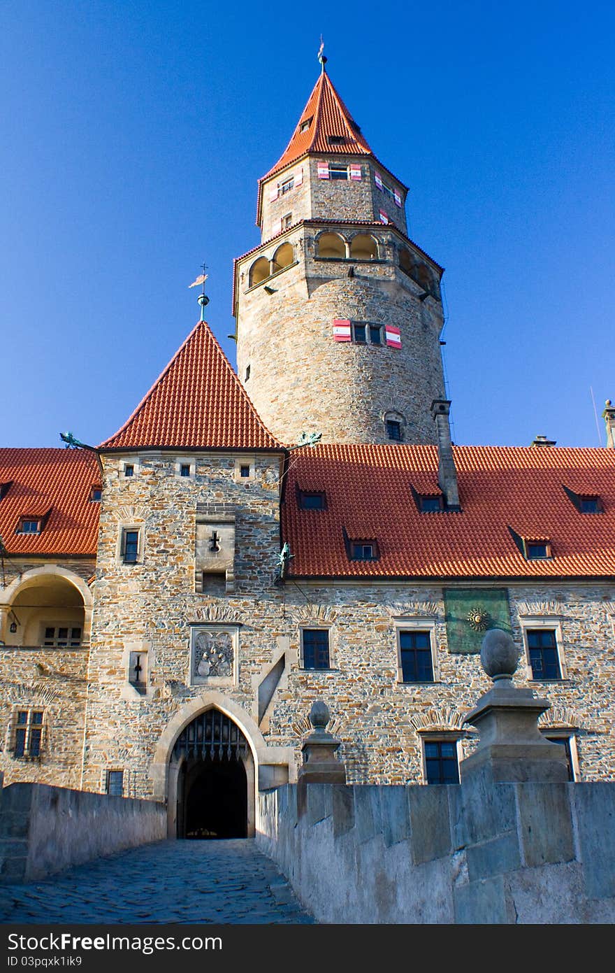 The romantic, pseudo-Gothic castle, where numerous fairy tales were filmed, gained its current look only in the early 20th century after full rebuilding of the dilapidated complex. The reconstruction was initiated by the Order of German Knights, which owned the castle in 1696-1939. The romantic, pseudo-Gothic castle, where numerous fairy tales were filmed, gained its current look only in the early 20th century after full rebuilding of the dilapidated complex. The reconstruction was initiated by the Order of German Knights, which owned the castle in 1696-1939