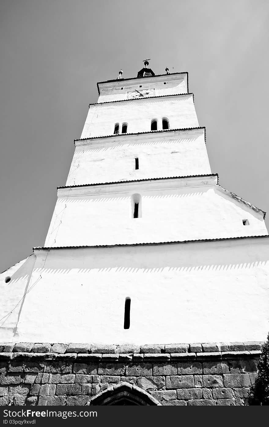 Tall White Tower Of A Saxon Church