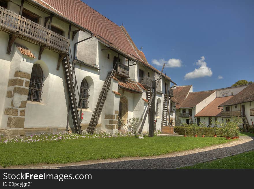 HDR image of a fortified church in rural Romania