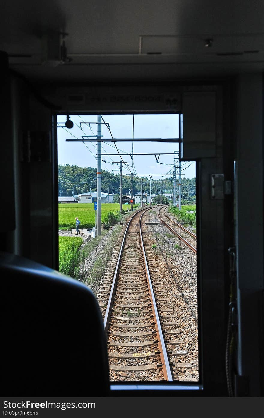 Looking out into the tracks from a moving train, just like looking forward into the future.