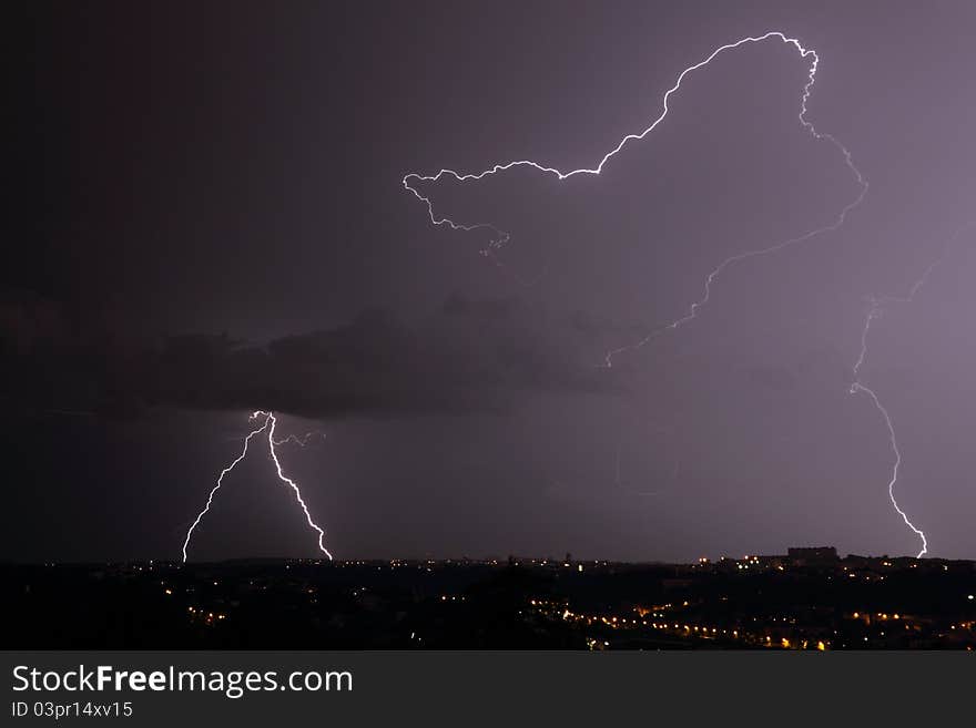 Details of a big lightning. Details of a big lightning