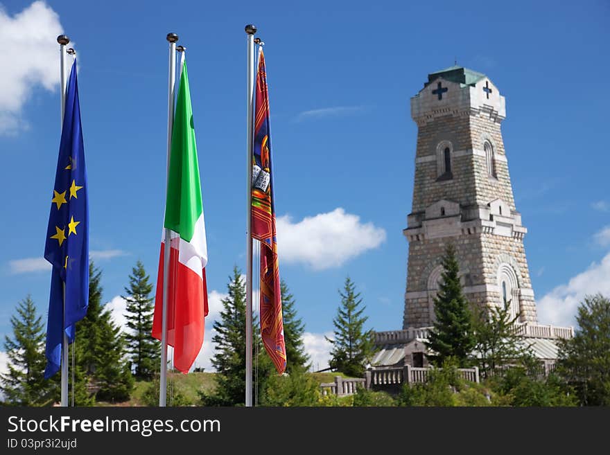 Italian war memorial for the first global war. Inside mortal remains of 17.000 soldiers