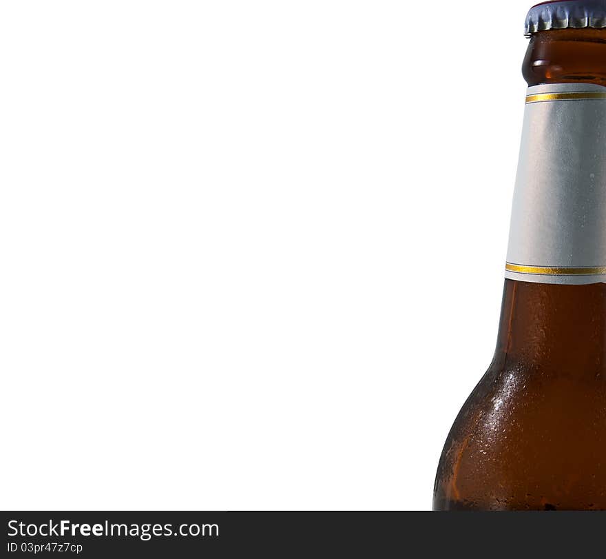 Full bottle of lager beer on the white background. Full bottle of lager beer on the white background.