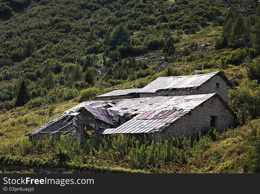 Ruins of a farm in the mountains. Ruins of a farm in the mountains