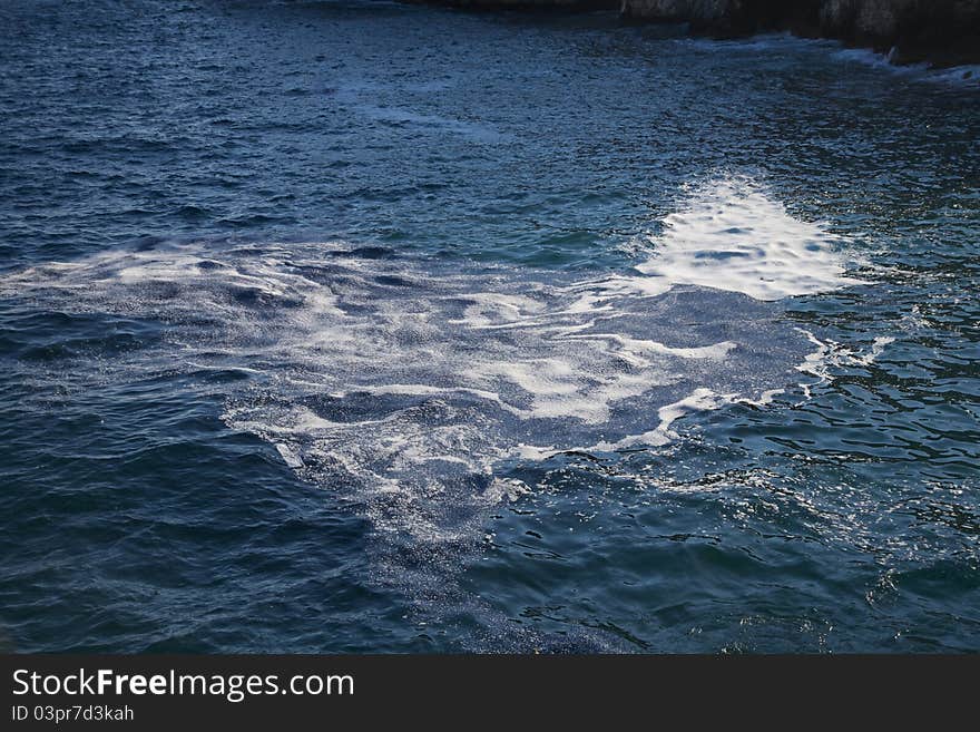 Dirty sea at Menorca island in Spain