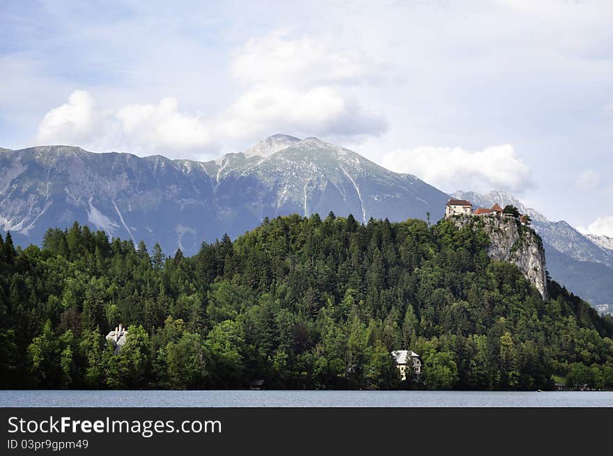 Beautiful views of the Alps from Lake Bled. Beautiful views of the Alps from Lake Bled