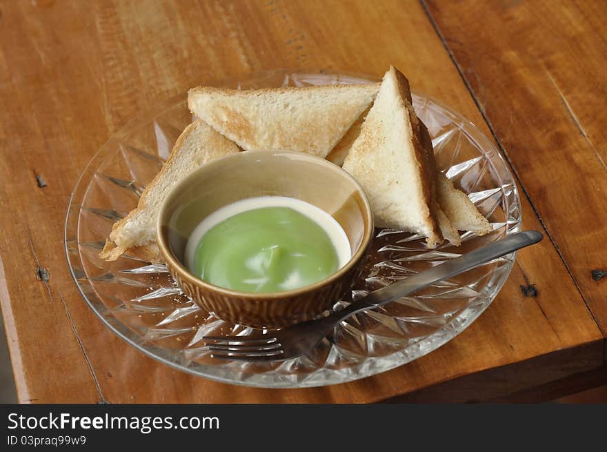 Custard dipped toast. It is easy to eat breakfast with coffee. Custard dipped toast. It is easy to eat breakfast with coffee.