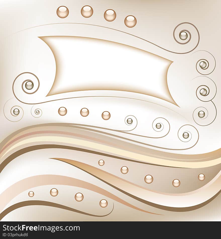 Abstract romantic background with curves, swirls and shiny balls. Abstract romantic background with curves, swirls and shiny balls