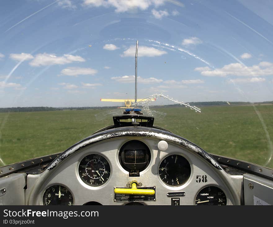 In the cockpit of a glider. In the cockpit of a glider