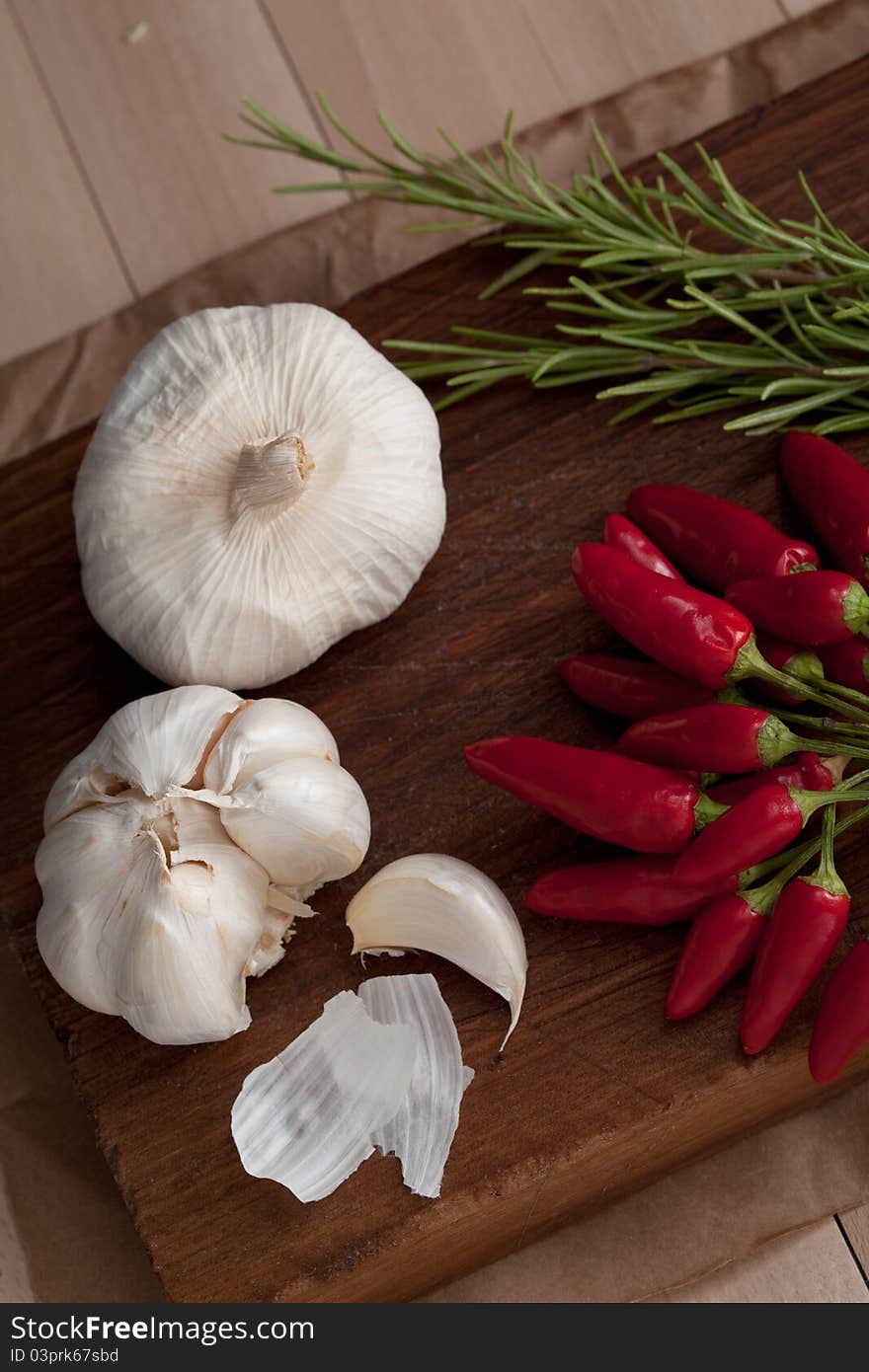 Garlic, Hot Pepper And Rosemary