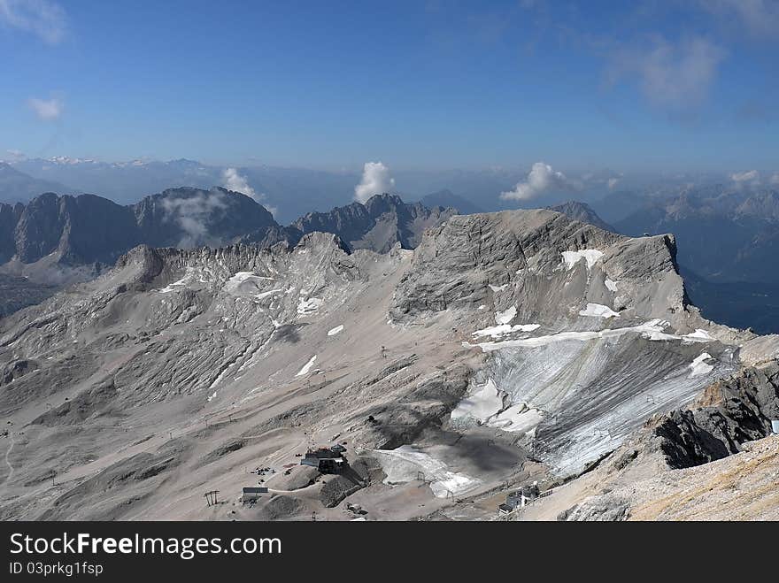 View from the Zugspitze, Austria. View from the Zugspitze, Austria.