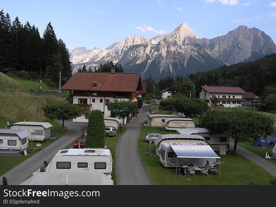 View of Erwalder Alm, mountains in Austria.