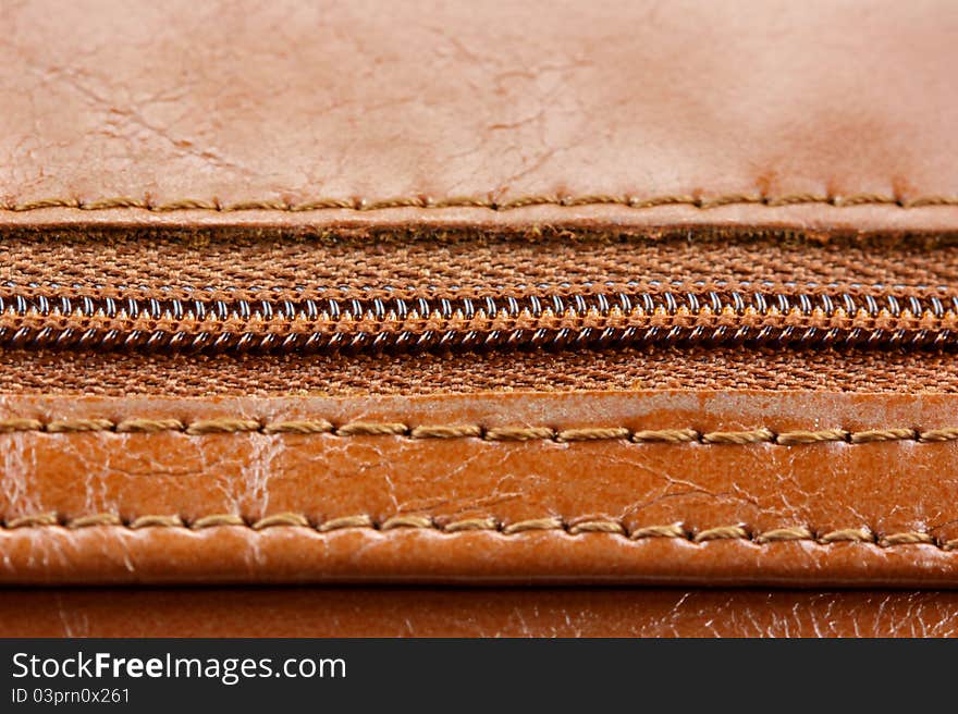 Leather bag with zipper good for background. Leather bag with zipper good for background