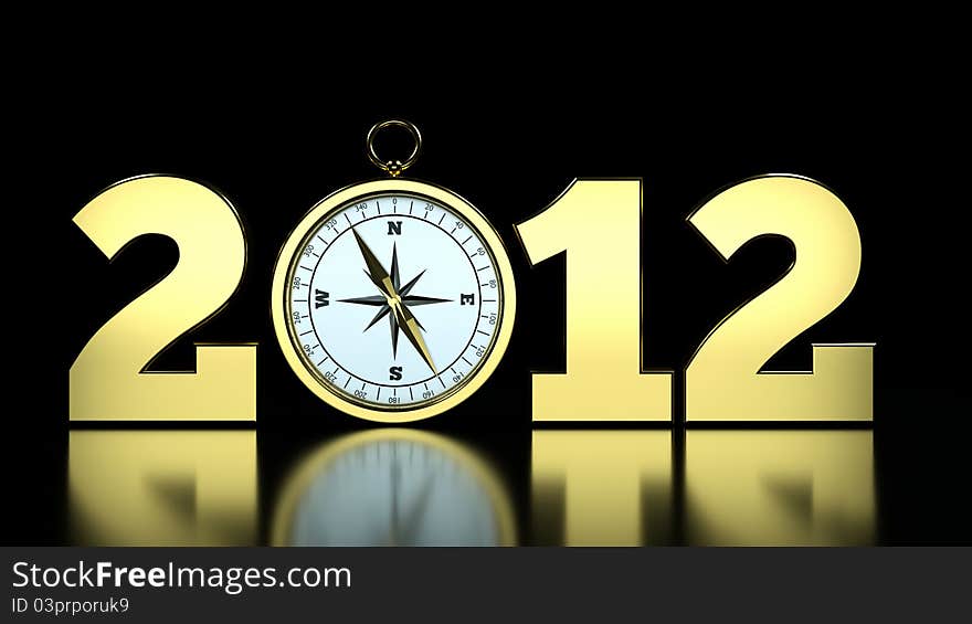 A compass as a part of concept, choose you direction on 2012 year