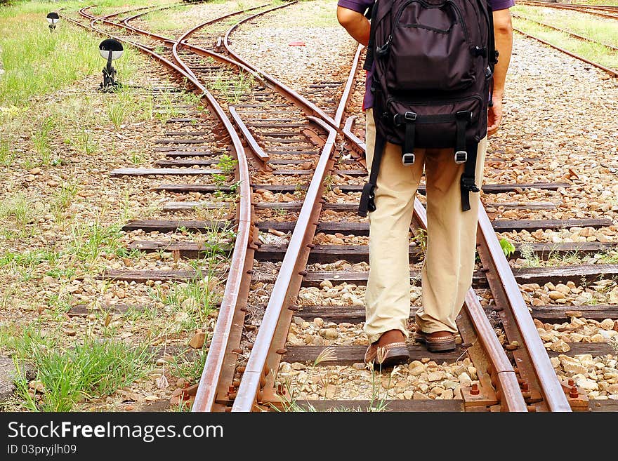 Railway And Traveler