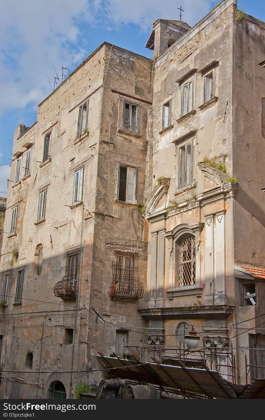 Old buildings and historic center of Naples, Italy