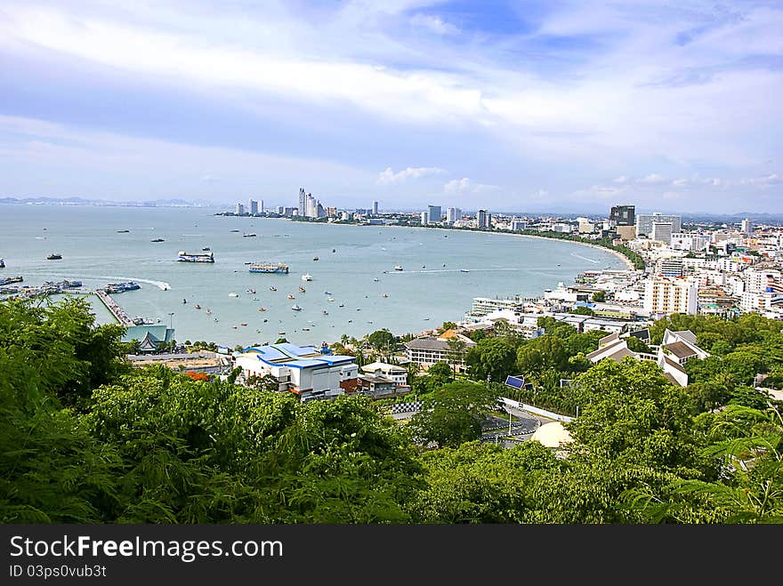 The Bird eye view of pattaya city, Thailand