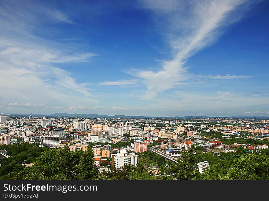 The Bird eye view of pattaya city, Thailand