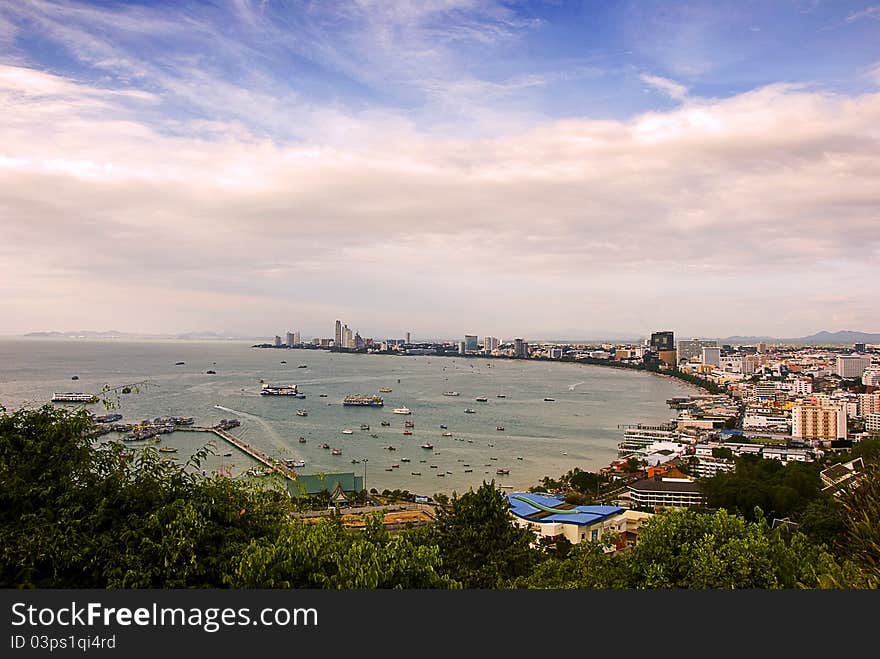 The Bird eye view of pattaya city, Thailand