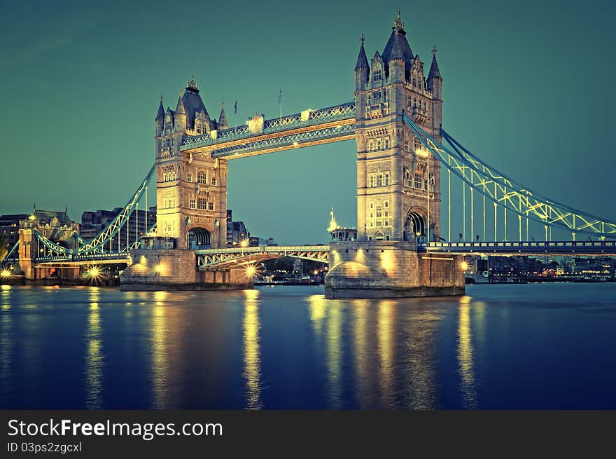 Color toned image of Tower Bridge. Color toned image of Tower Bridge