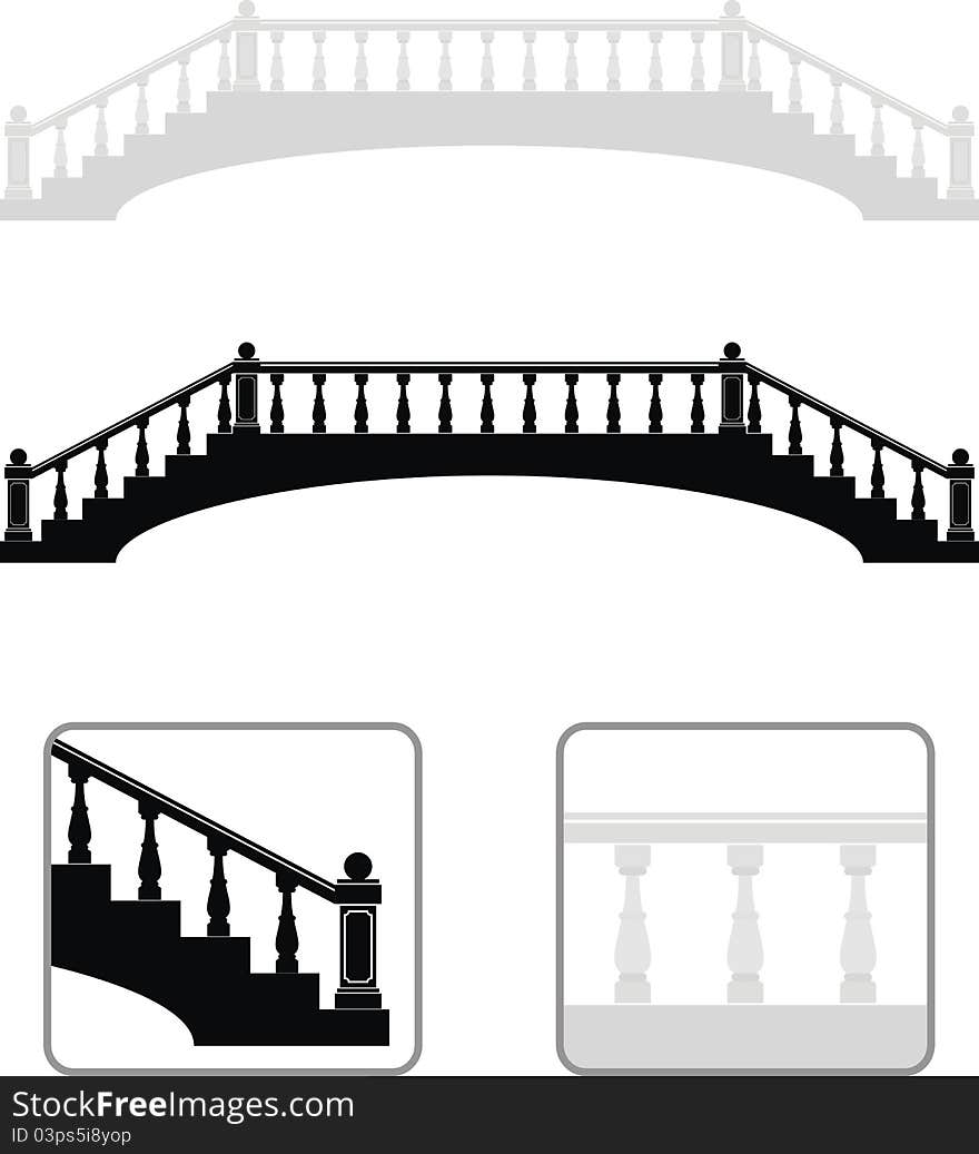 Ancient arch stone bridge silhouettes