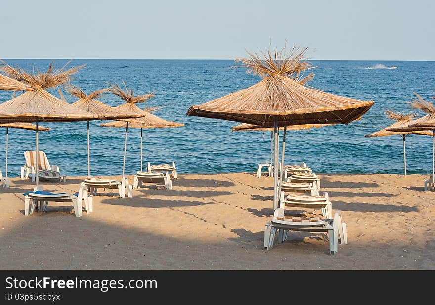 Nature umbrelas on a beach