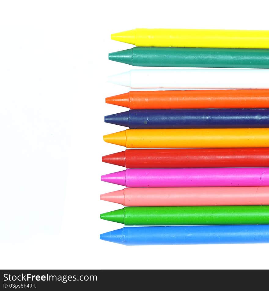 Wax crayons on white background. Wax crayons on white background