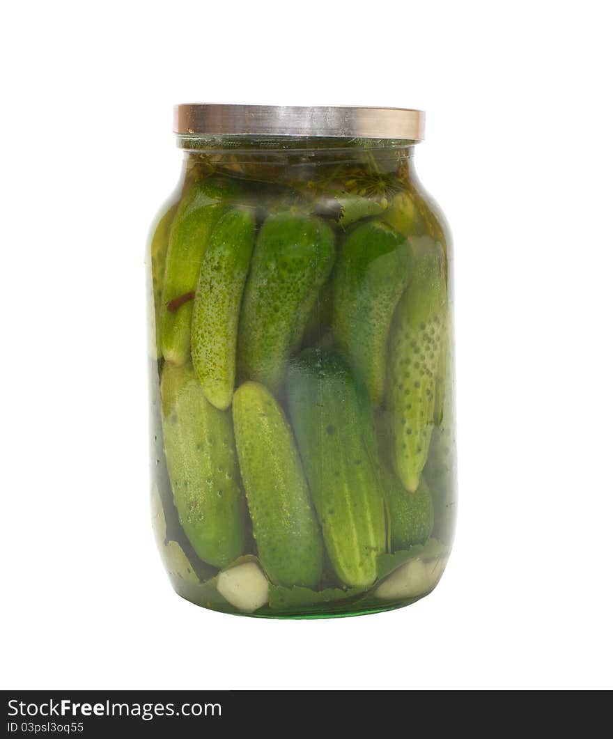 Jar of pickles it is isolated on a white background. Jar of pickles it is isolated on a white background