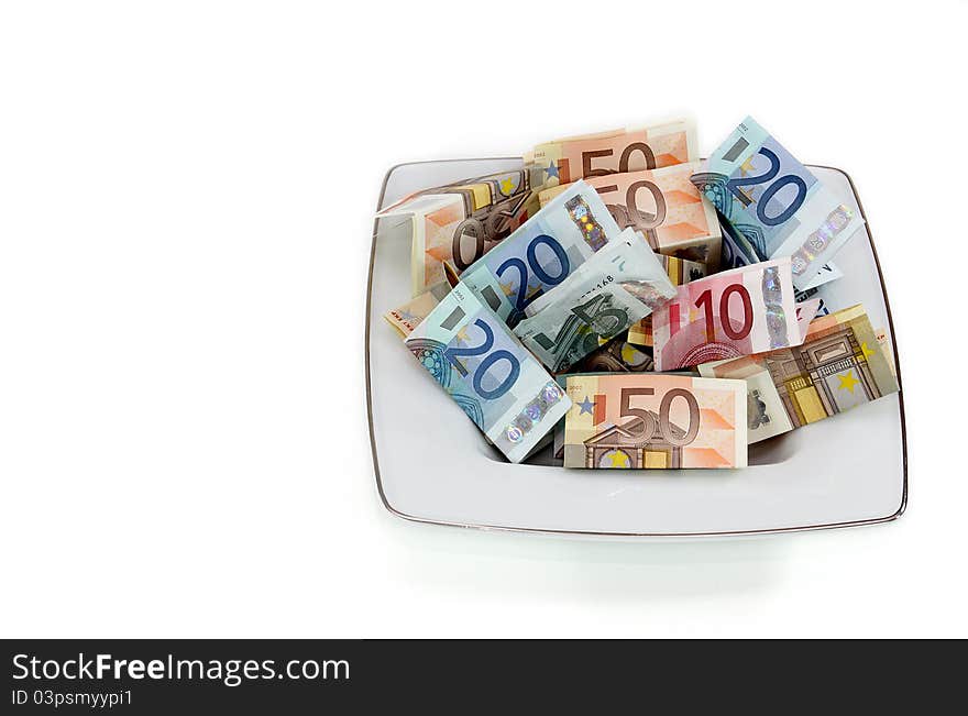 Background consists of notes of different values of euros. Background consists of notes of different values of euros