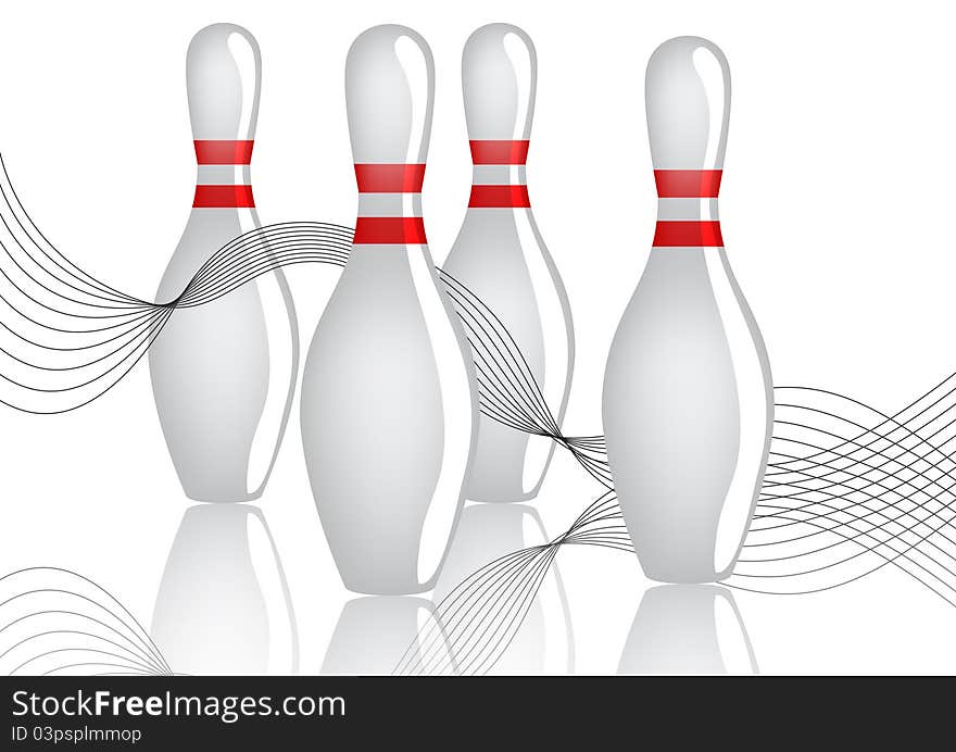 Bowling pins background with black stripes. Bowling pins background with black stripes