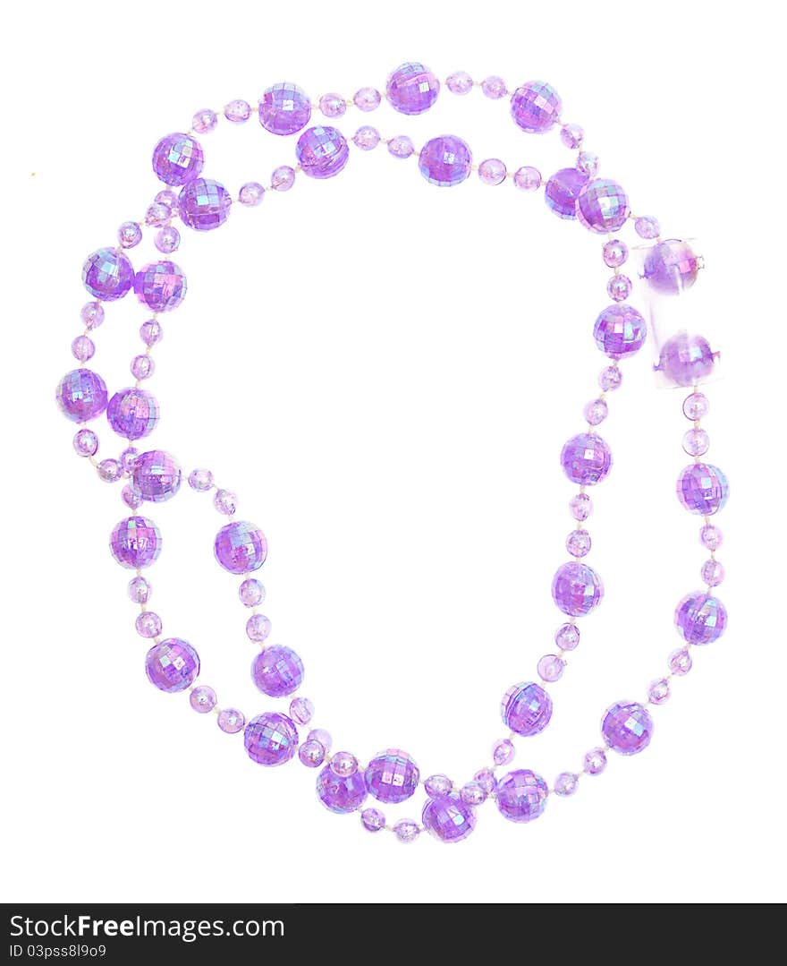 Purple beads isolated on white background