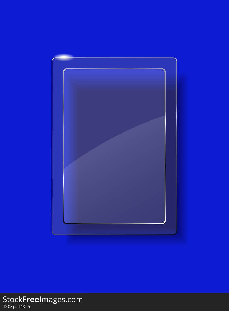 Glass plate on a blue background is shown in the picture. Glass plate on a blue background is shown in the picture.