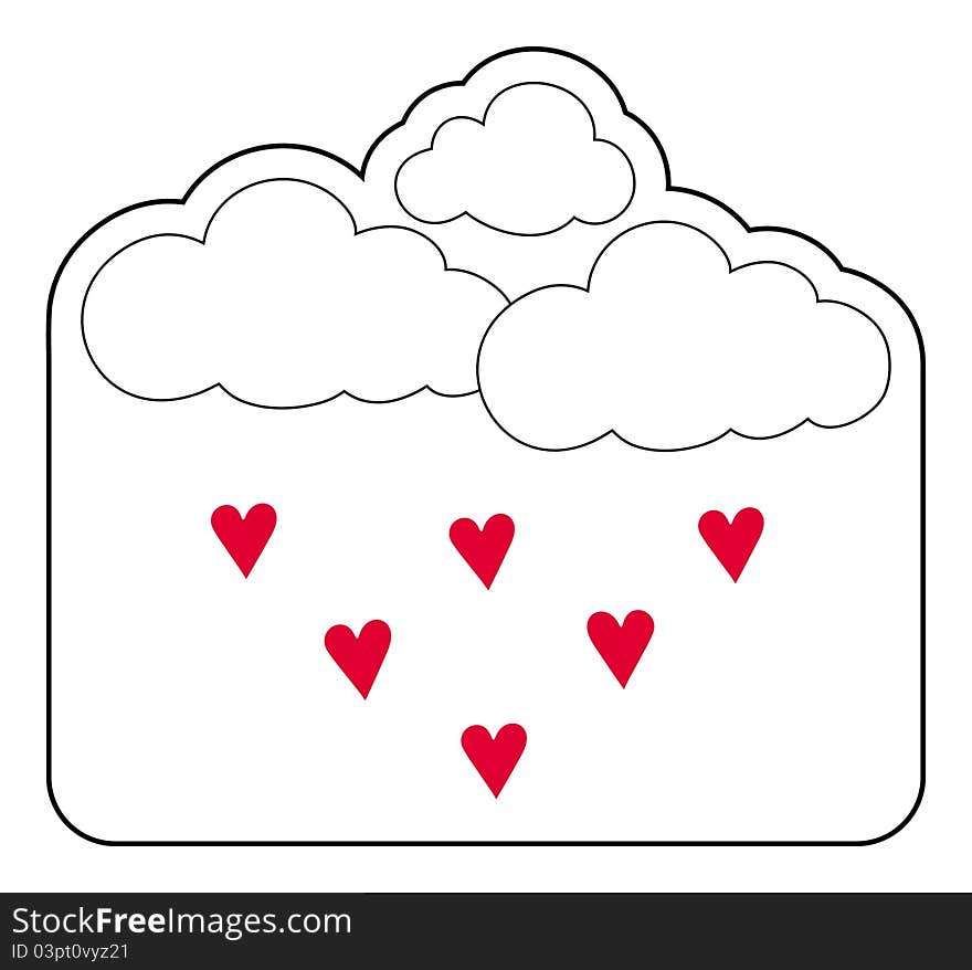 Clouds and hearts love letter concept